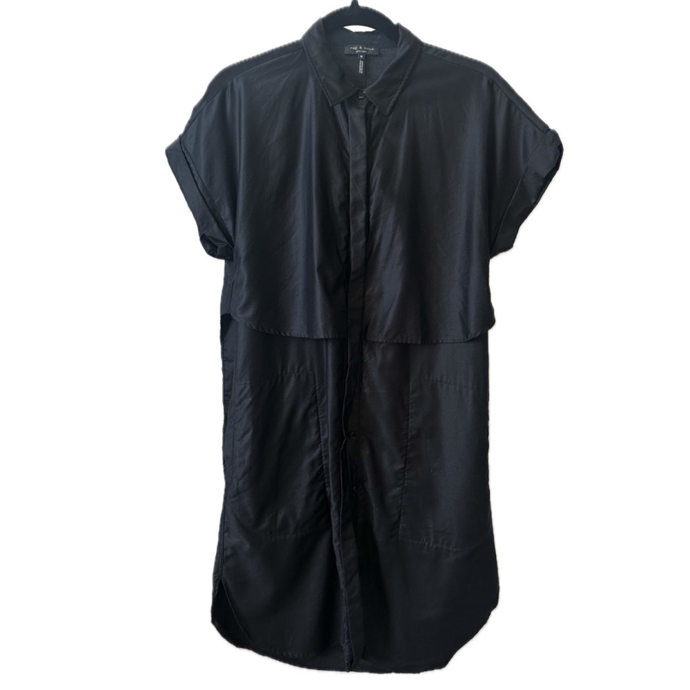 RAG & BONE ELEVATED COTTON POPLIN TUNIC SHIRT IN BLACK SIZE-Medium, excellent!